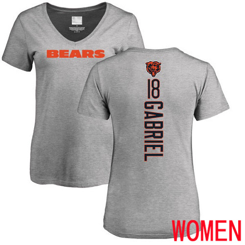 Chicago Bears Ash Women Taylor Gabriel Backer V-Neck NFL Football #18 T Shirt